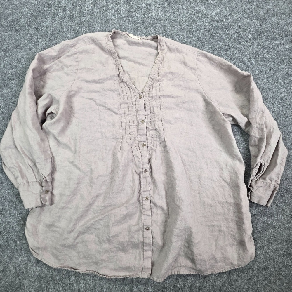 Eileen‎ Fisher Woman Plus Size 100% Irish Linen Lagenlook Long Sleeve Top 2X?